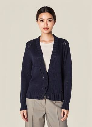 Gilet manches longues resserrée sur le bas bleu TRUSSARDI JEANS femme