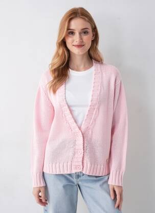 Gilet manches longues resserrée sur le bas rose TRUSSARDI JEANS femme