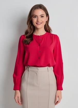 Blouse tissage popeline manches longues rose TOMMY HILFIGER femme