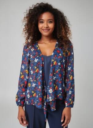 Blouse légère et transparente manches longues bleu TOMMY HILFIGER femme
