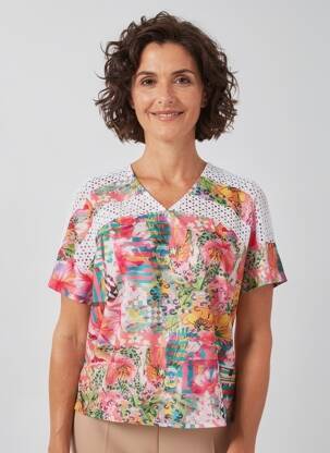 Blouse légère et transparente manches courtes rose KALISSON femme