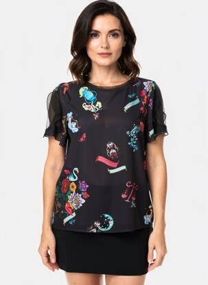 Top stretch manches courtes noir FUEGO WOMAN femme