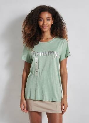 T-shirt sérigraphie manches courtes vert TOMMY HILFIGER femme