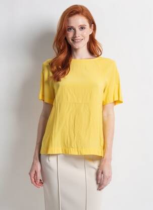 Top coupe fluide manches courtes jaune TOMMY HILFIGER femme