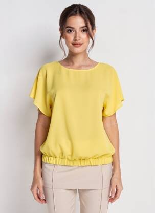 Blouse légère et transparente manches courtes jaune TRUSSARDI JEANS femme