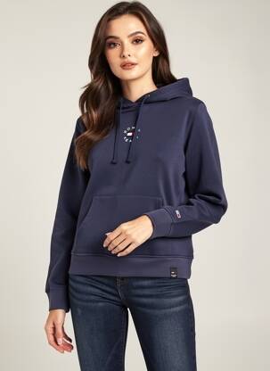 Sweat-shirt à capuche broderie manches longues bleu TOMMY HILFIGER femme
