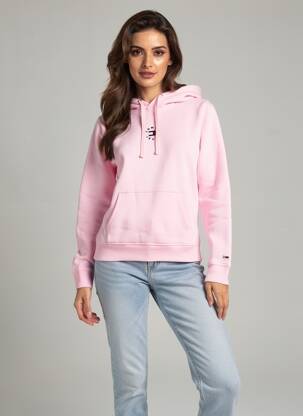 Sweat-shirt à capuche broderie manches longues rose TOMMY HILFIGER femme
