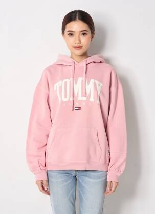 Sweat-shirt à capuche broderie manches longues rose TOMMY HILFIGER femme