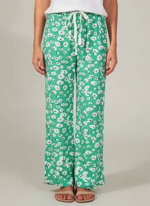 Pantalon large tissage crêpe taille normale vert LAURE + MAX femme