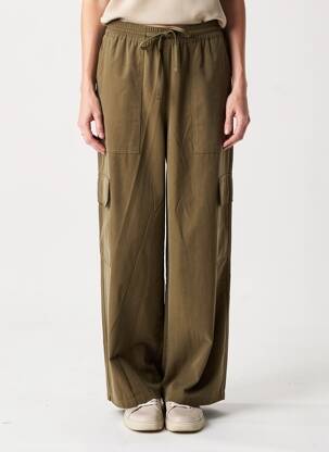 Pantalon large tissage popeline taille normale vert ORFEO femme