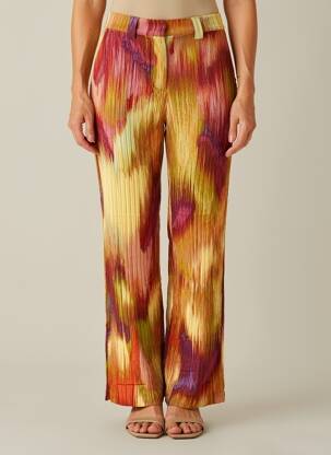 Pantalon droit tissage popeline taille normale jaune ORFEO femme