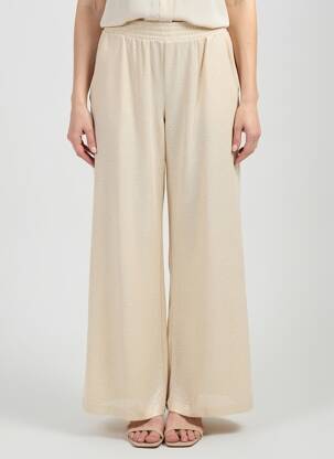 Pantalon large taille normale taille normale beige IMPREVU femme