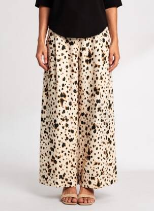 Pantalon large fermeture zip latéral taille normale beige ORFEO femme