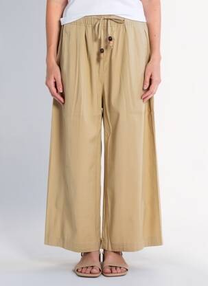 Pantalon large tissage popeline taille normale beige ORFEO femme