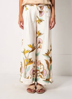 Pantalon large tissage popeline taille normale blanc ORFEO femme
