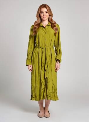 Robe longue manches longues manches longues vert ORFEO femme