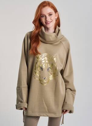 Sweat-shirt stretch manches longues vert VIRGINIE DARLING femme