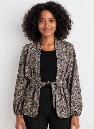 Veste kimono manches longues noir LAURE + MAX femme