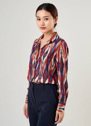 Chemisier coupe cintrée manches longues rouge ORFEO femme