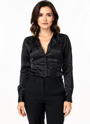 Chemisier coupe fluide manches longues noir LAURE + MAX femme