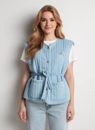 Gilet sans manche poches bleu ORFEO femme