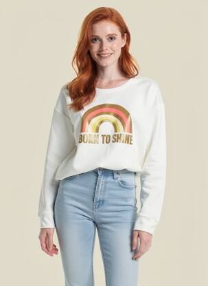 Sweat-shirt stretch manches longues beige VIRGINIE DARLING femme