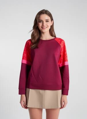 Sweat-shirt broderie manches longues rouge ANOUK ET NINON femme