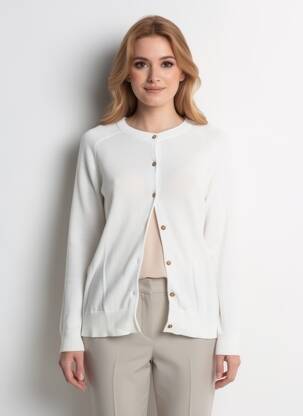 Gilet manches longues col rond beige WHITE STUFF femme