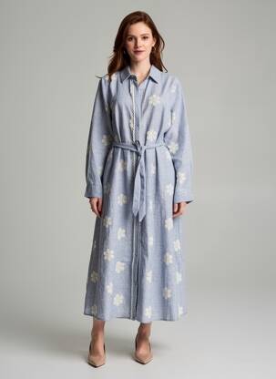 Robe longue manches longues manches longues bleu CIAO MILANO femme