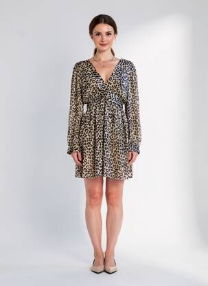 Robe courte manches longues manches longues beige EMMA ELLA femme