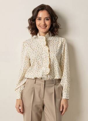 Chemisier imprimé fleurs manches longues jaune SEASON femme