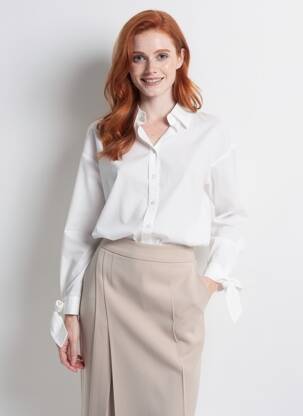 Chemisier coupe droite manches longues blanc MAISON ONADO femme