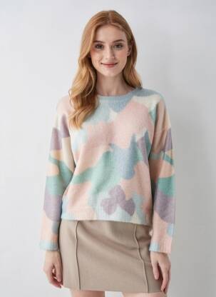Pull stretch manches longues rose IKOONE&BIANKA femme