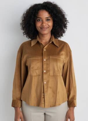 Chemisier coupe droite manches 3/4 beige SENES femme