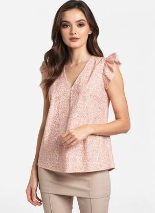 Blouse tissage popeline manches courtes orange IKOONE&BIANKA femme