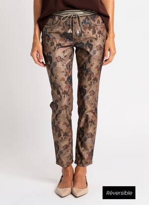Pantalon slim taille élastique taille normale marron MAISON ONADO femme