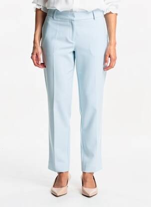 Pantalon droit tissage popeline taille normale bleu HIPPOCAMPE femme