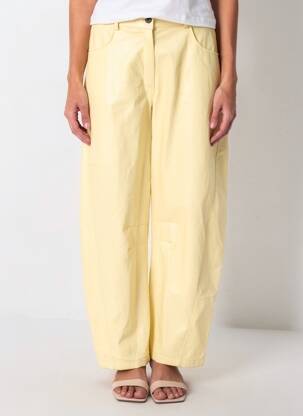 Pantalon large fermeture zippée sous rabat boutonné taille haute jaune GARCONNE femme