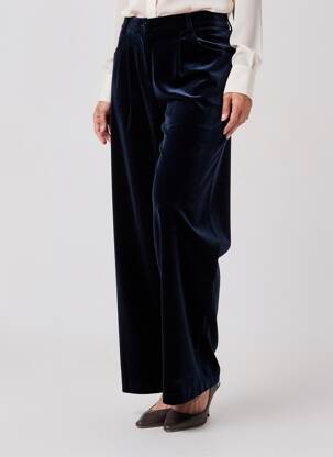 Pantalon large fermeture zippée sous rabat boutonné taille normale bleu CALIE femme
