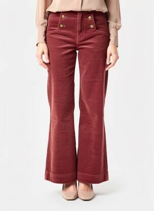Pantalon flare tissage velours taille haute marron ORAIJE femme