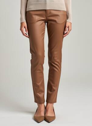 Pantalon slim tissage enduit taille normale marron ONADO femme