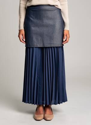 Jupe longue fermeture zippée au dos bleu SYBELLA femme