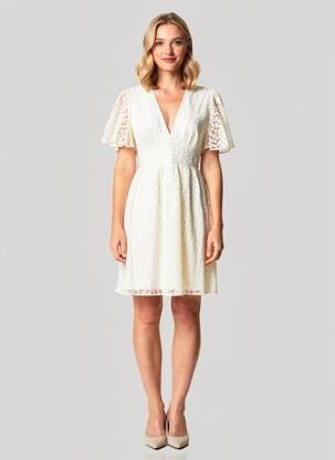 Robe mi-longue manches courtes manches courtes beige IKOONE&BIANKA femme