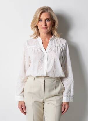 Chemisier coupe droite manches longues beige BY ONE femme
