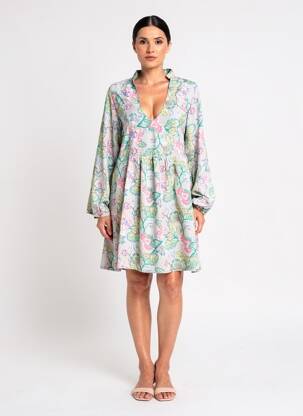 Robe mi-longue imprimé fantaisie manches longues gris SINOE BY BAMBOO'S femme