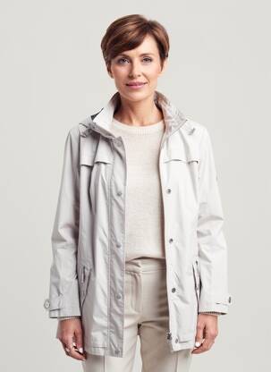 Imperméable poignets pressionnés a capuche gris BARBARA LEBEK femme