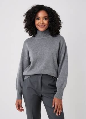Pull tissage chiné manches longues gris MARIA BELLENTANI femme