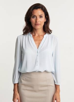 Blouse tissage popeline manches 3/4 bleu BETTY BARCLAY femme