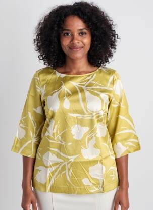 Blouse imprimé fleurs manches 3/4 vert MARIA BELLENTANI femme