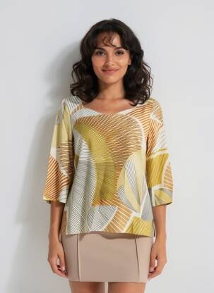 Blouse col rond manches 3/4 vert MARIA BELLENTANI femme